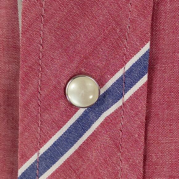 Vintage Wrangler Pearl Snap Short Sleeve Shirt Mens XXL Striped Red/Pink Western - Picture 11 of 12